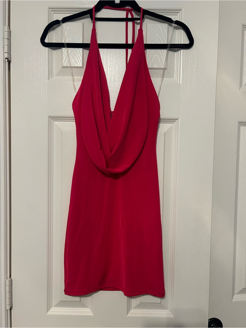 Windsor Hot Pink Cowl Halter Mini Dress